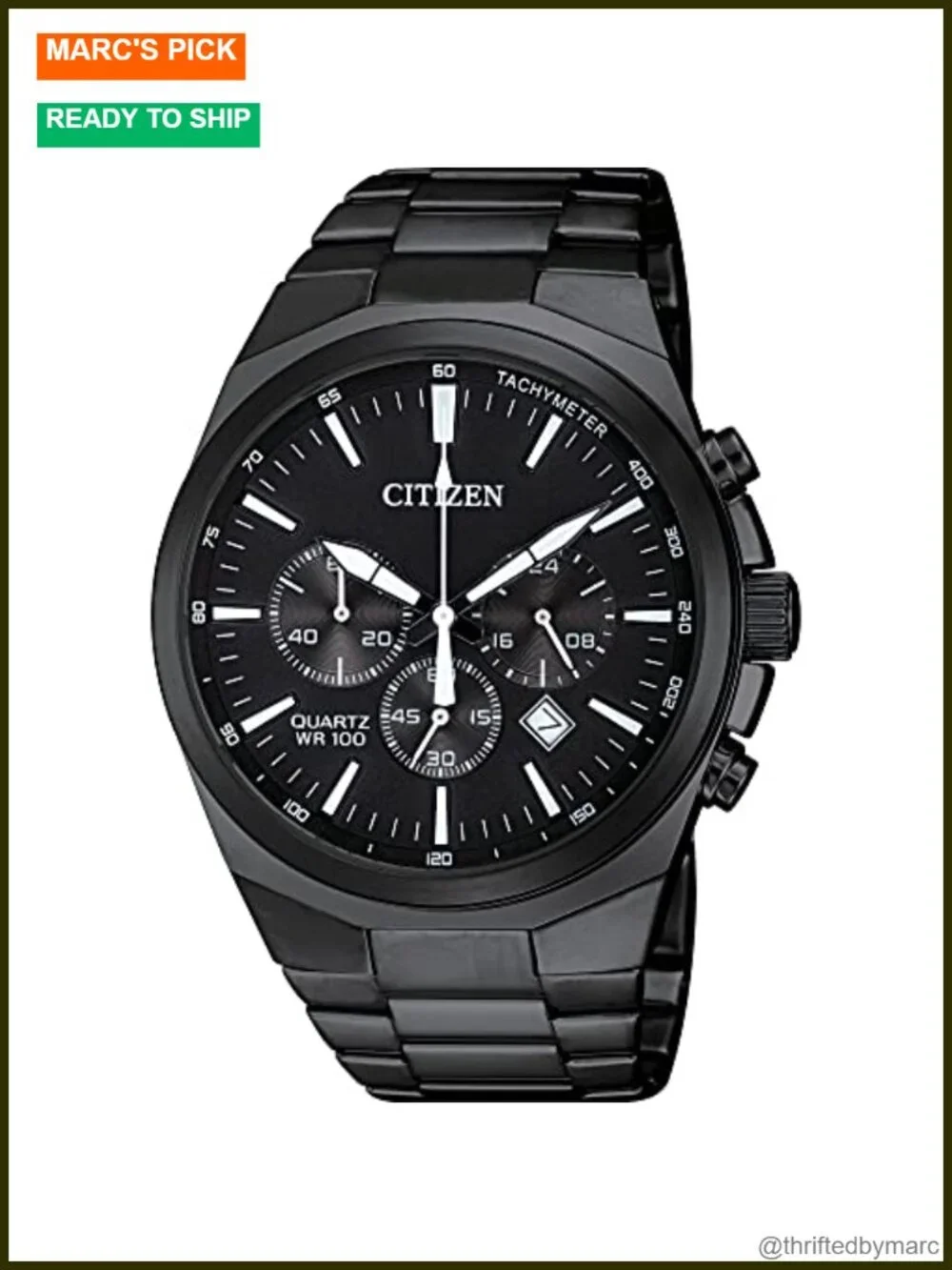 Japanese Quartz Stainless Steel Bracelet Watch 40mm Chronograph Water Resistant